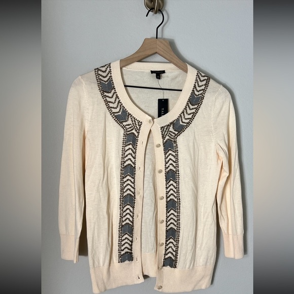 Talbots Sweaters - NWT Talbots Beaded Aztec Boho Button Down Cardigan Sweater Size XS